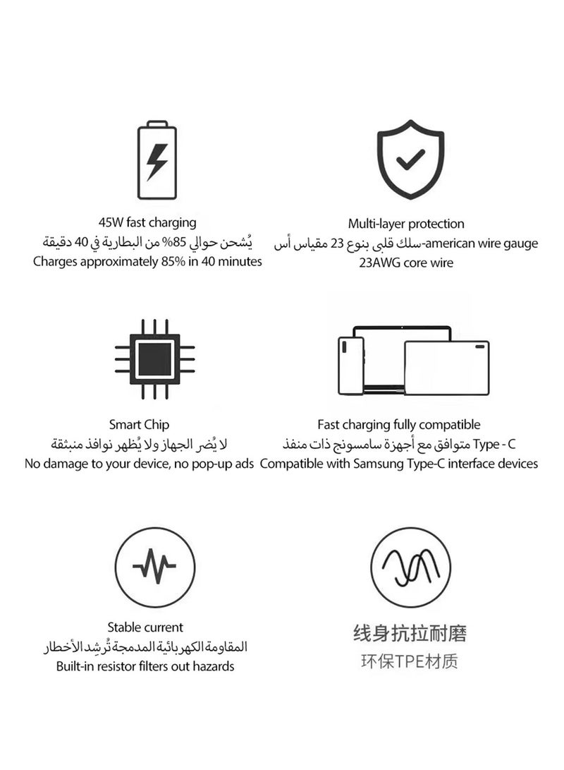 JOYFOCUS Fast Charger for Charger Head with Charging Cable 45 watts, S23 Ultra S23 Plus S23 S23 S22 Ultra S22 S21 Ultra S21 S21 A54 A53 A52 A32-45W with Type-C 5A fast Cable - Image 3
